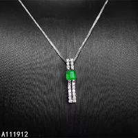 kjjeaxcmy fine jewelry natural emerald 925 sterling silver gemstone women pendant necklace chain support test exquisite