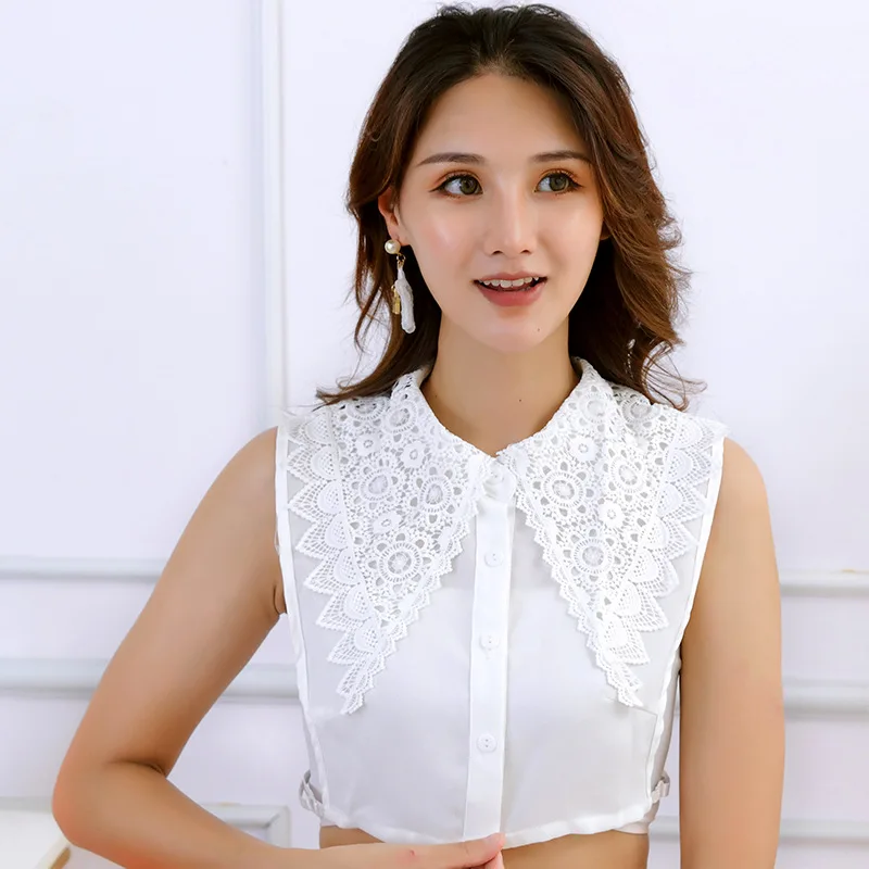 Новинка модная рубашка с фальшивым воротником свитер большая шифоновая