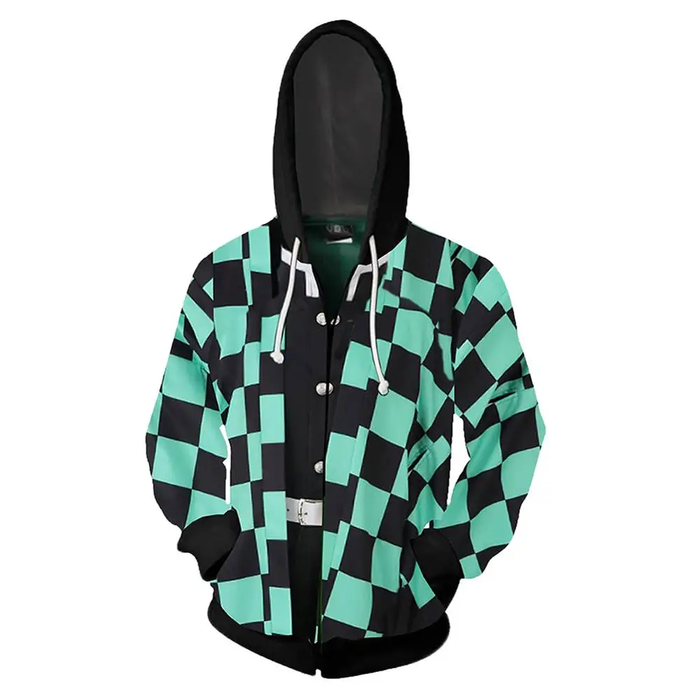 Толстовка с капюшоном Kamado Tanjirou для косплея костюм из киметсу рассекающего