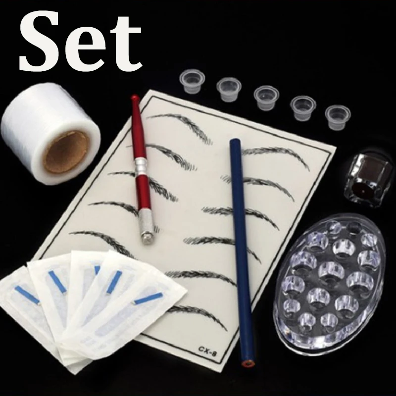

1 Set Profesional Microblading Eyebrow Tattoo Kits with Tattoo Pen Ink Holde Needle Permanent Makeup Eyebrow Tattoo Practice Set
