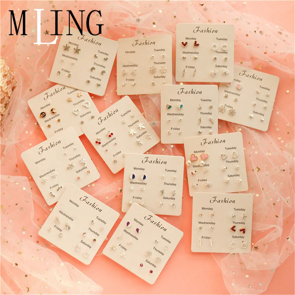 MLING 26 стильные модные серебряные золотые серьги новейшая жемчужина кристалл сердце цветок круг снег одна