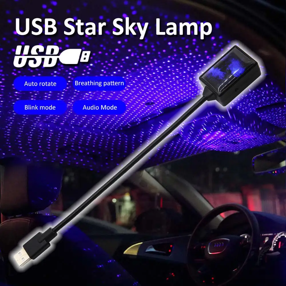 

12V USB интерьер автомобиля атмосферу светильник s автомобилей проектор декоративные коробки подлокотника Звезды Луна звездное небо светильн...