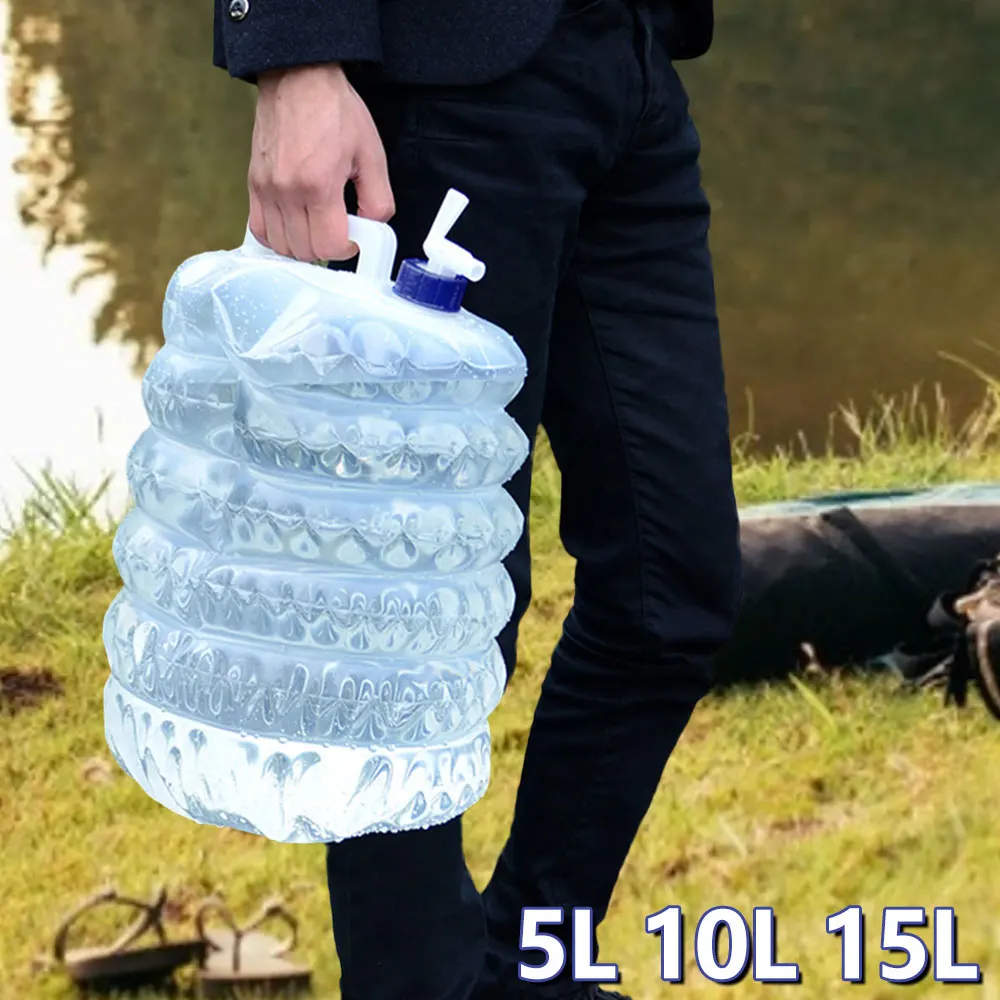 

5L-15L Folding Water Bucket Outdoor Camping Drinking Bag Container Canister Carrier Tank Collapsible Storage Bottle Telescopic