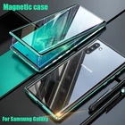 Металлический чехол из закаленного стекла для Samsung Galaxy S21 S20 FE Note 8 9 10lite 20 Ultra S8 S9 S10 Plus, магнитный двухсторонний стеклянный чехол
