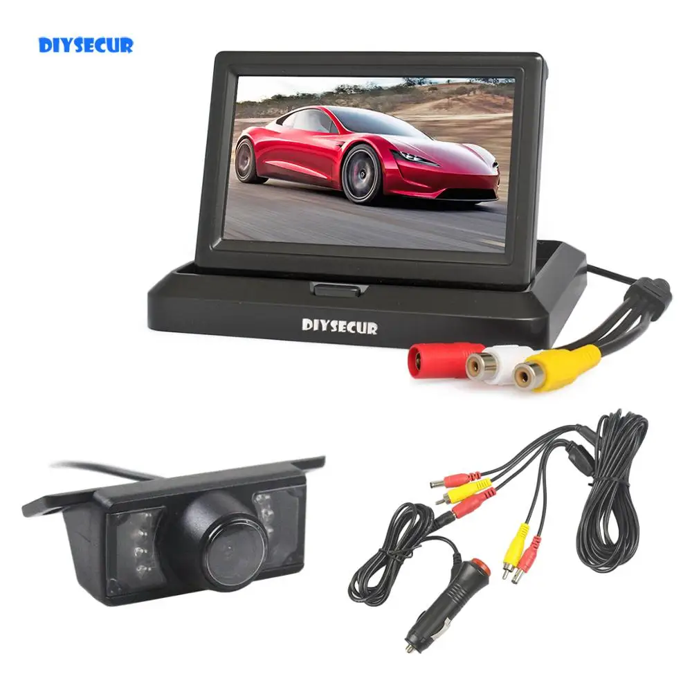 DIYSECUR проводной " 800x480 Складной автомобильный монитор ночное видение резервная камера заднего вида Автомобильная камера заднего вида