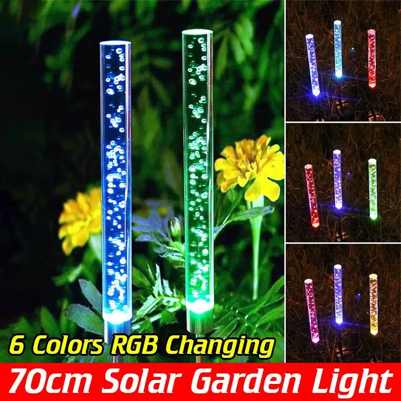 

2pcs Solar Tube Lights Solar Bubble RGB Color Changing Solar Powered Stake Lights for Garden Patio Yard Pathway Decoration
