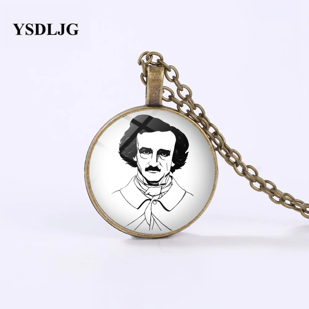 GDRGYB Edgar Allan Poe Portrait Necklace Horror Fiction American Literature Author Pendant | Украшения и аксессуары