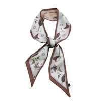 moribty skinny women silk scarf neck wraps long floral hair ribbon headbands foulard femme vintage bandana neckerchiecf bag ties