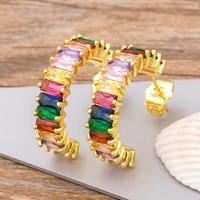 hot sale charm bohemian fashion small ear cuff stud earrings for women colorful cubic zirconia stones round earring jewelry