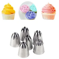 6 style russian tips stainless steel cakes nozzles icing piping flower mouth cookies cream cupcake pastry decorating tools