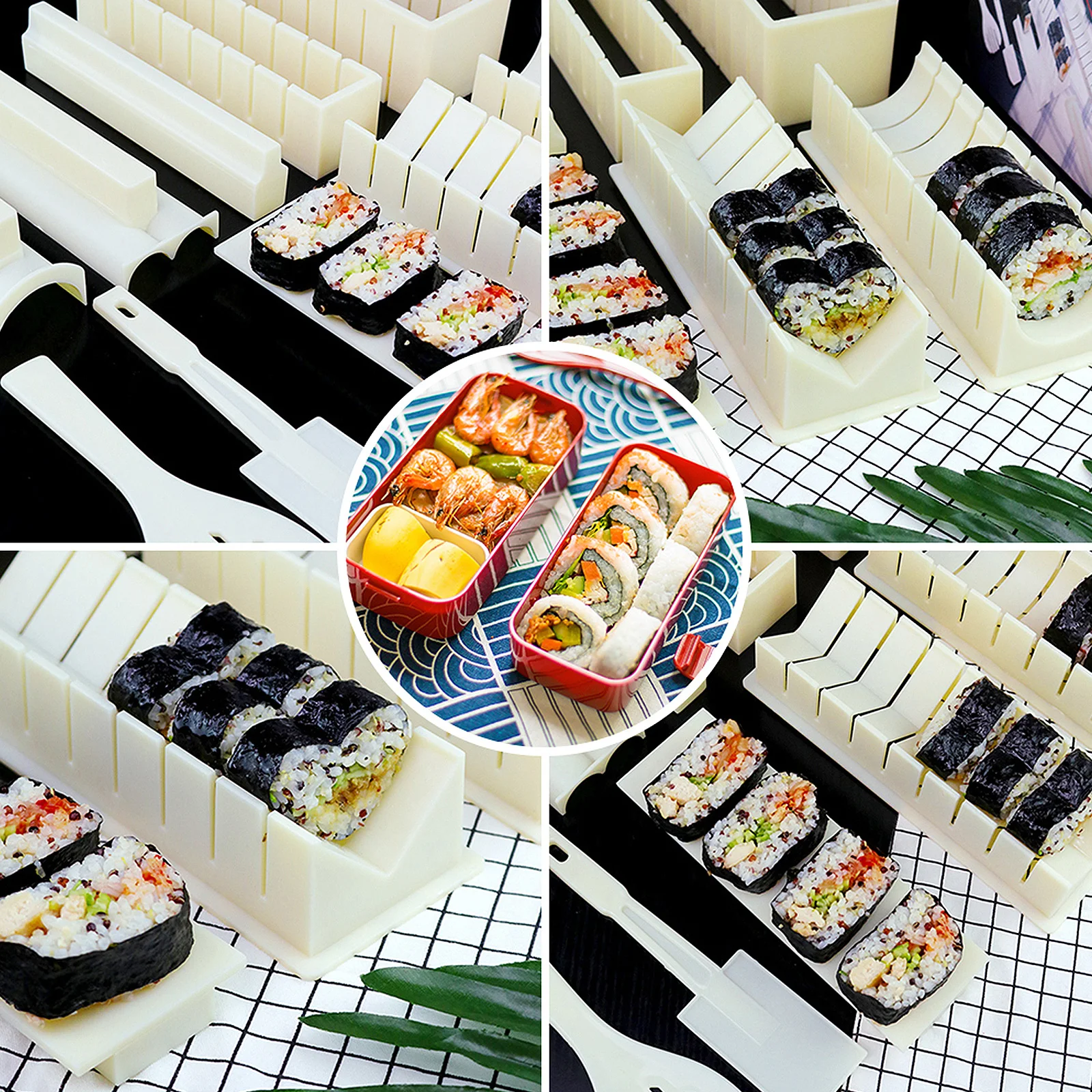 

Sushi Making Kit, 10 Pieces DIY Sushi Set Plastic Sushi Maker Tool, White Household Kitchen Baking Tools Sushi Making