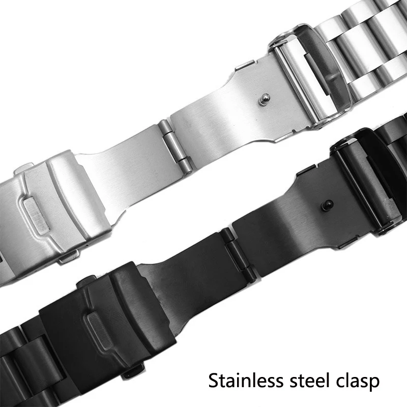 Solid Thickening 5.5mm 316L Stainless Steel Watchbands Silver 22mm 24mm 26mm Metal Watch Band Strap Wrist Watches Bracelet