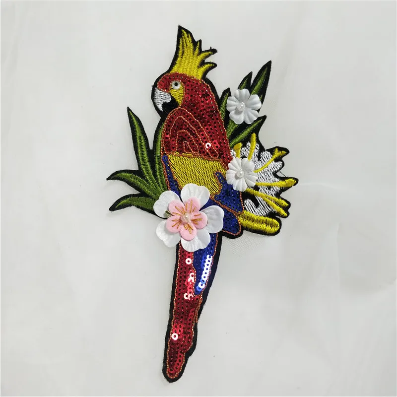 1 пар/упак. цветная модная вышивка трехмерный цветок попугай птица сделай сам