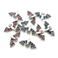 10pcs 16x28mm charms black bat silver color dripping oil alloy tibetan charms pendants antique jewelry making diy handmade craft