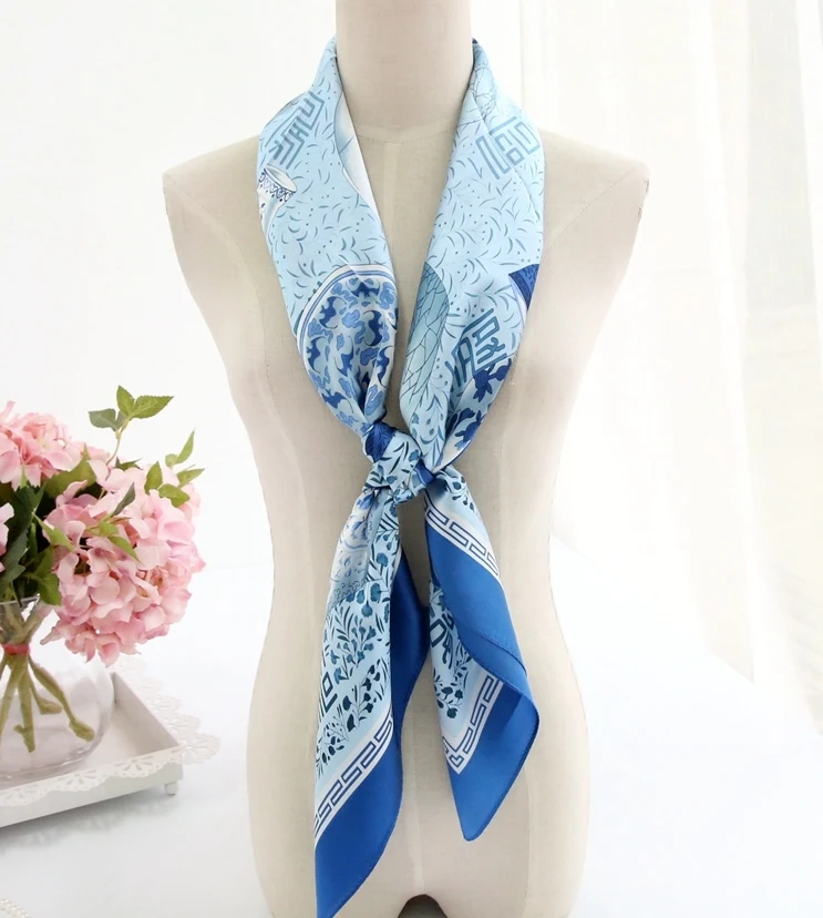 

Women's 100% Pure Silk 8mm Printed Big Square Scarf Wrap Kerchief 88cm 34.5" WJ00306