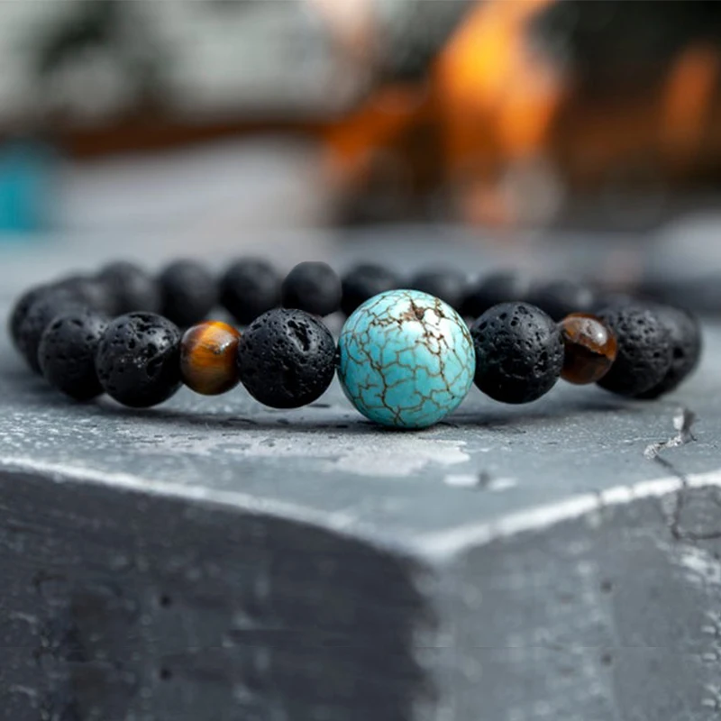 FFWFF браслет ручной работы из нейронной лавы и бисера мужской Тибетский Будды Шарм