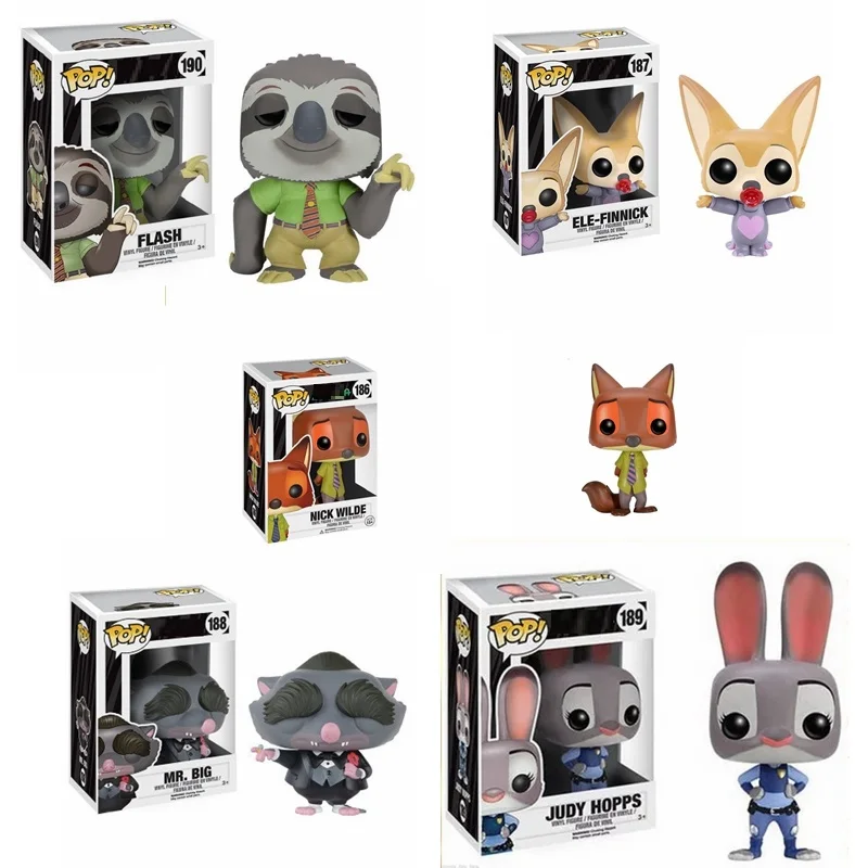 Funko POP Zootopia Ограниченная серия виниловые куклы мистер Биг Джуди хопс флэш Эле