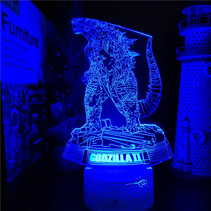 

Bandai Anime Figure Godzilla King of the Monster Gojira 3D Night Light Action Figma Visual Led Lamp Model Xmas Gift Doll Figural