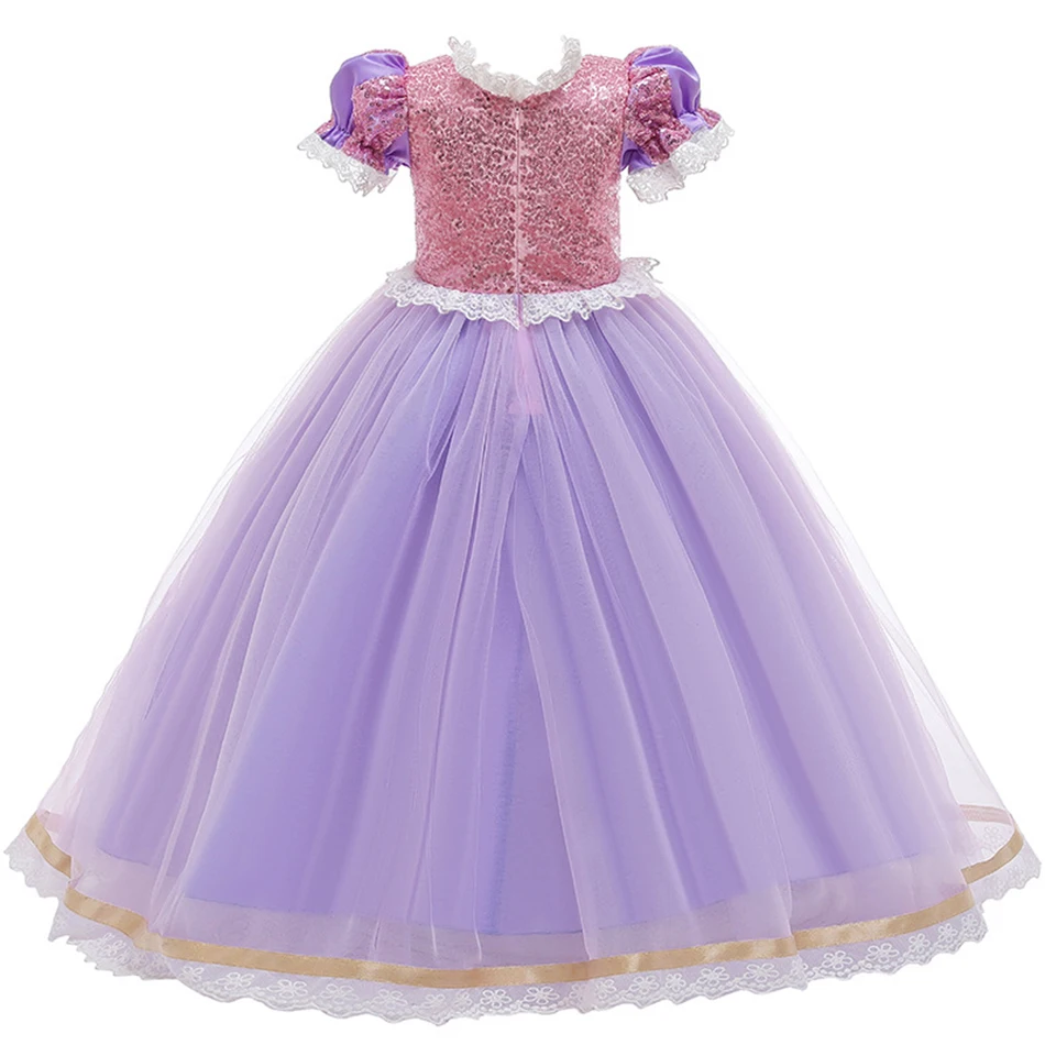 Girls Princess Tangled Dress Sequins Fancy Cosplay Costume For Kids Purple Luxury Ball Gown Halloween Birthday Party Vestido | Детская
