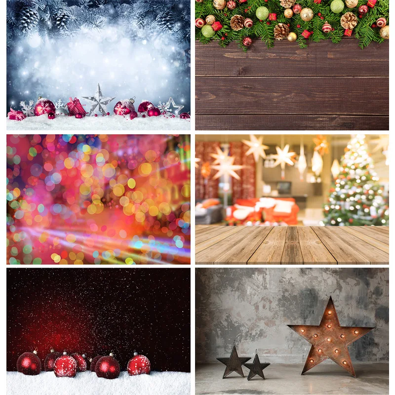 

SHENGYONGBAO Vinyl Christmas Theme Photography Backdrops Bokeh Snowflake Wooden Photo Background Studio Props 21527JPR- 01