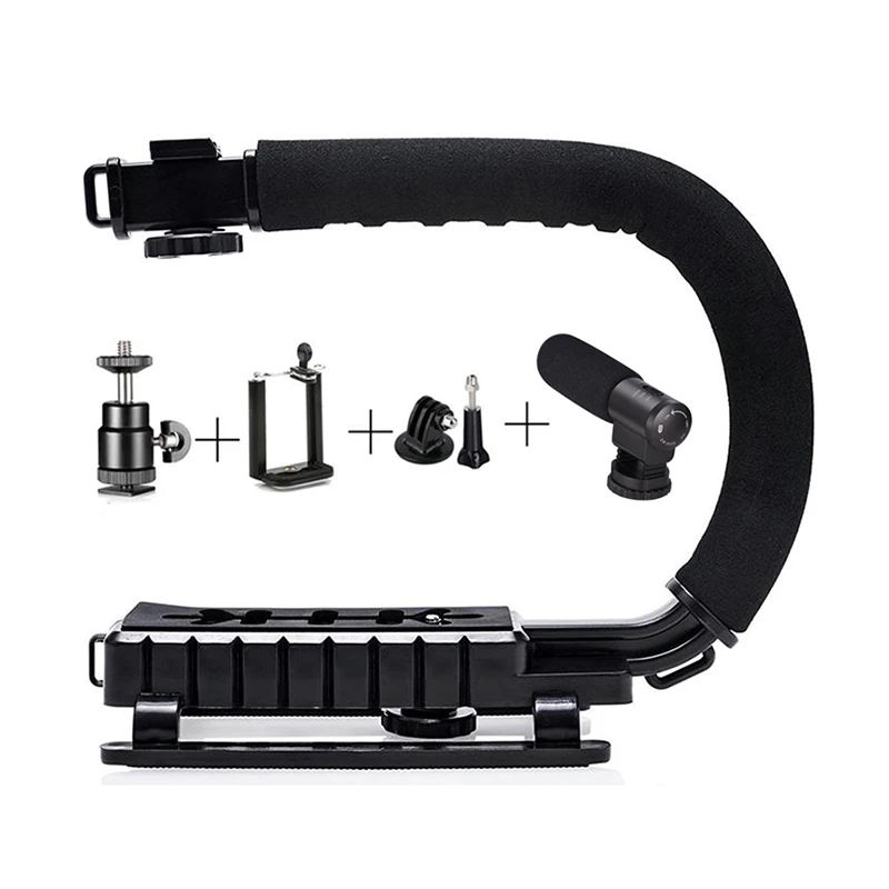 U Grip MIC03 Mamen U Grip камера стенд с кронштейном держатель ручка микрофона ручной стабилизатор для DSLR DV видео Vlog съемки фотографии - Цвет: U Grip MIC03