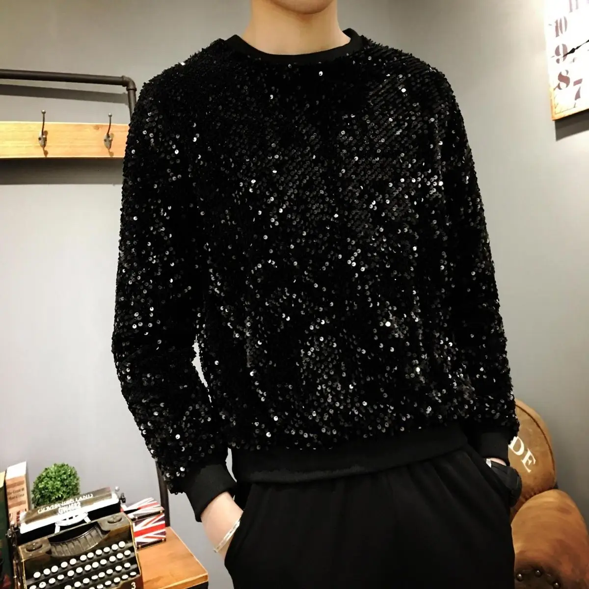 Роскошная Футболка с блестками мужские винтажные футболки мужская Классическая