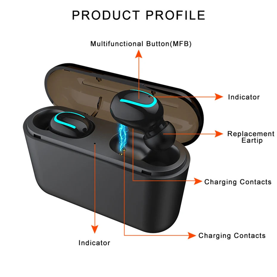 Мини TWS Bluetooth 5 0 наушники беспроводные 3D стерео с двойным микрофоном снижающие шум
