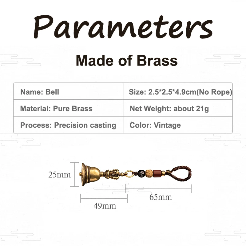 Латунная тибетская буддистская Ваджра брелок с колокольчиком Подвески