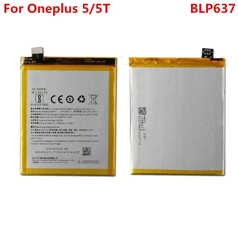Оригинальный аккумулятор Oneplus5T для Oneplus 5 / 5T One Plus 3300 мАч BLP637 сменный литий