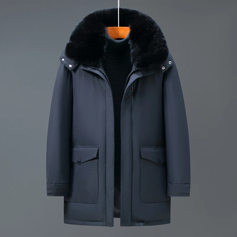 

Men's Thickened Down Jacket -30 Winter Warm Down Coat 2021 New Men Fashion Long White Duck Hooded Down Parkas Plus Size 5XL