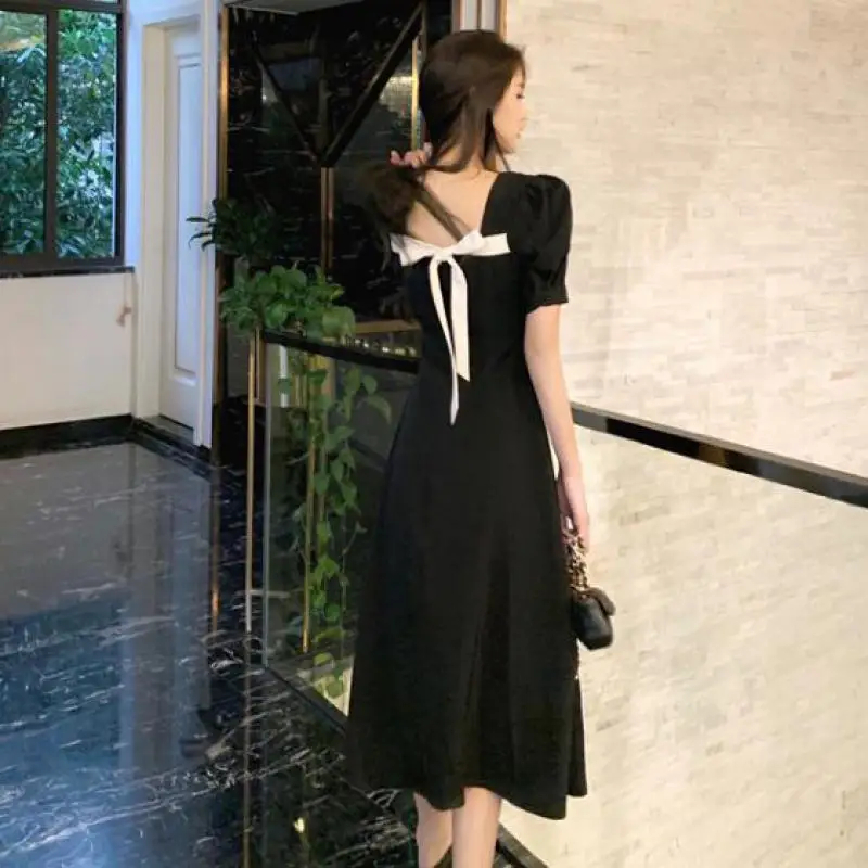 

2020 Summer New Women Retro Simple Black Dress Sexy Backless High Waist Was Thin Temperament Women Long Dress Free Shipping