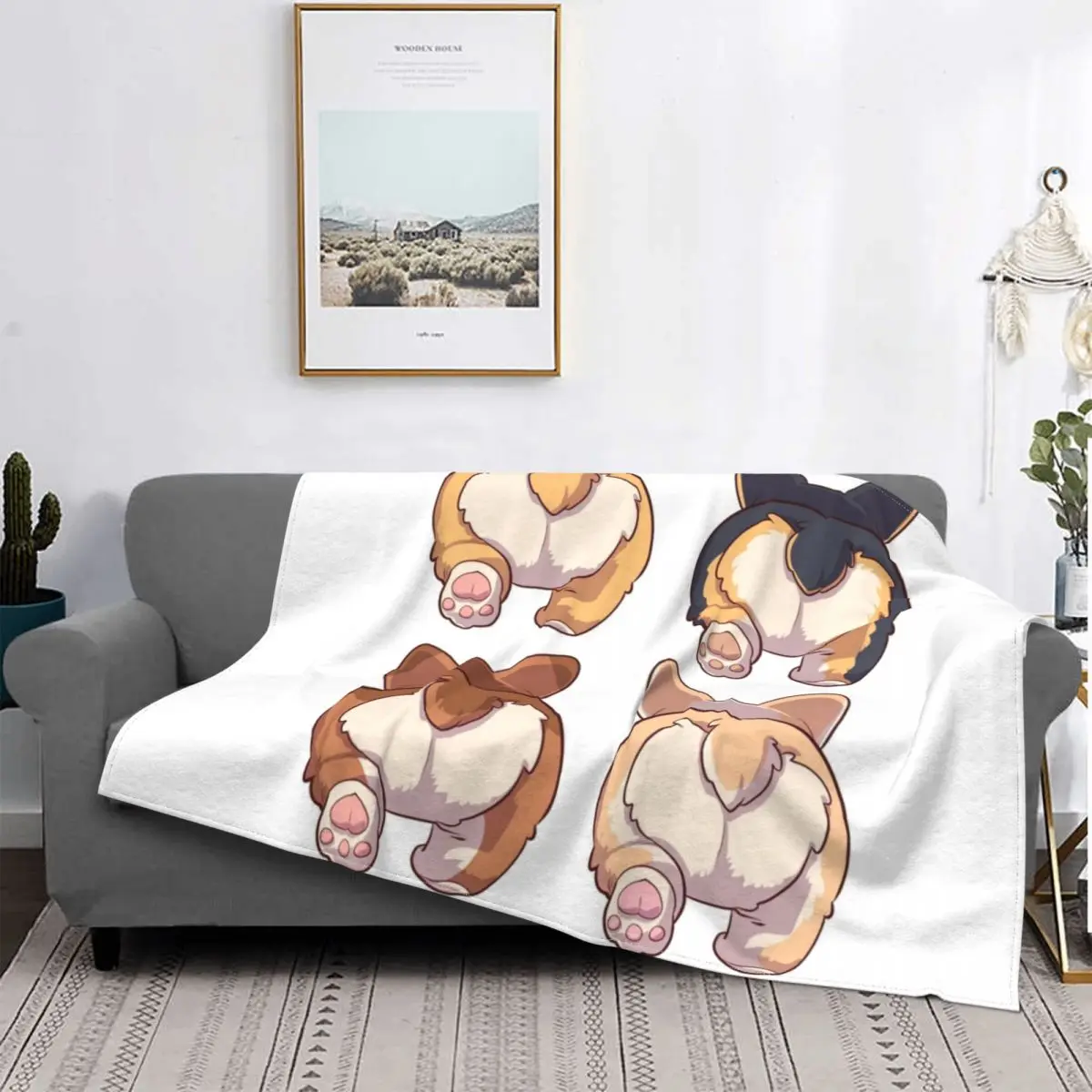 Corgi Bottom Fashion Blanket Dog Pet Puppy Animal Plush Thick UltraSoft Flannel Fleece Throw Blanket For Bedding Bedspread Cover