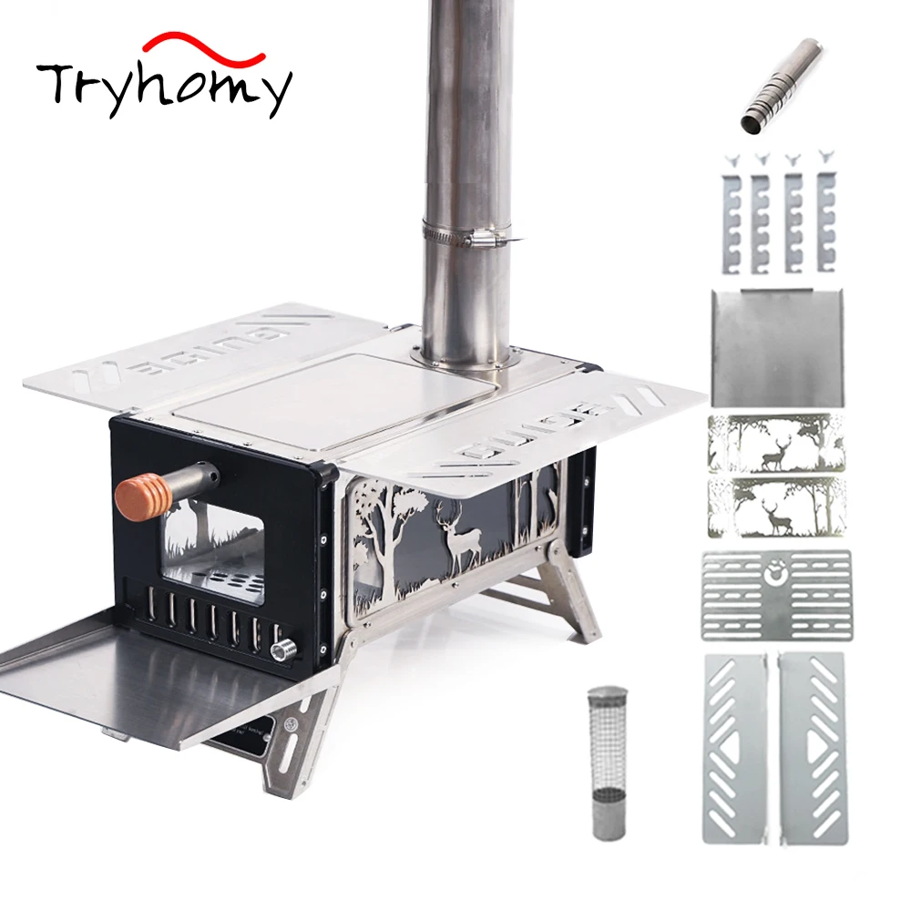 Портативная палатка для кемпинга печь дрова Ультралегкая деревянная плита с