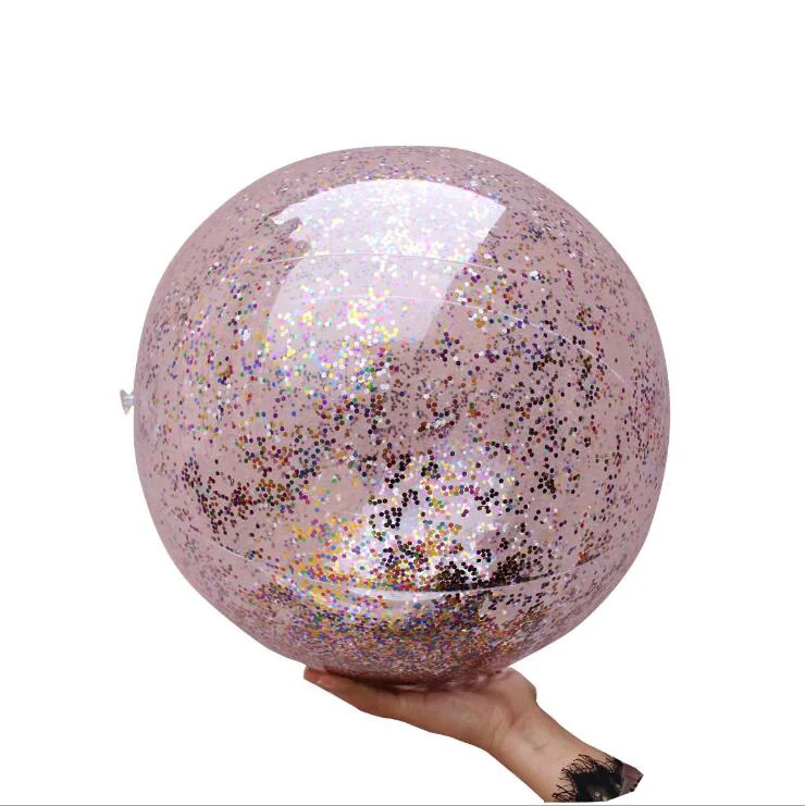 

4pcs 16 Inches Sequin Inflatable Glitter Pool Game Play Transparent Beach Photo Props with Pump (2pcs Colorfu