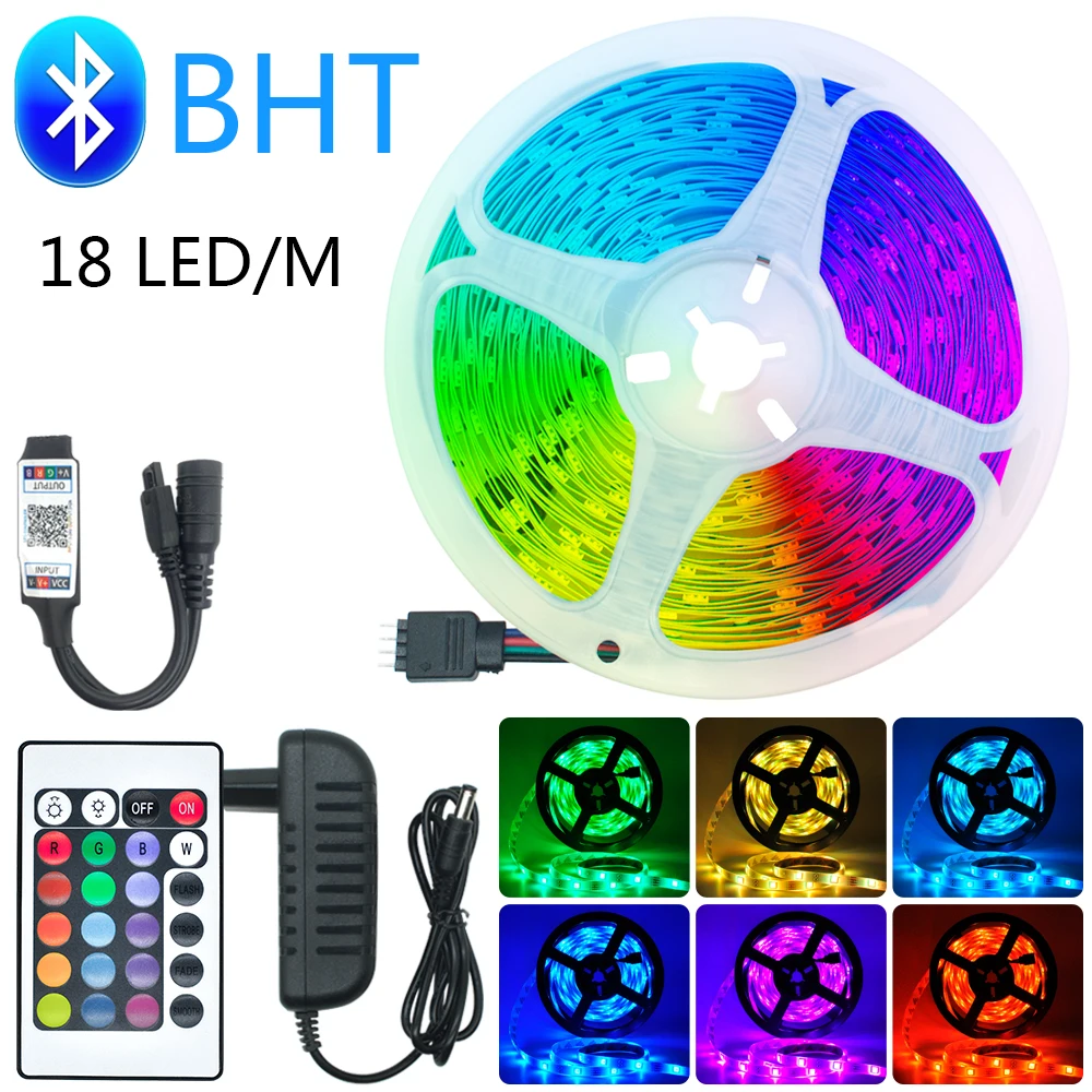 

5050 Led Strip RGB DC 12V Flexible Tape Led Ribbon Led Strip Light 5M 10M 15M 20M With Phone Bluetooth APP Christmas Luces LED