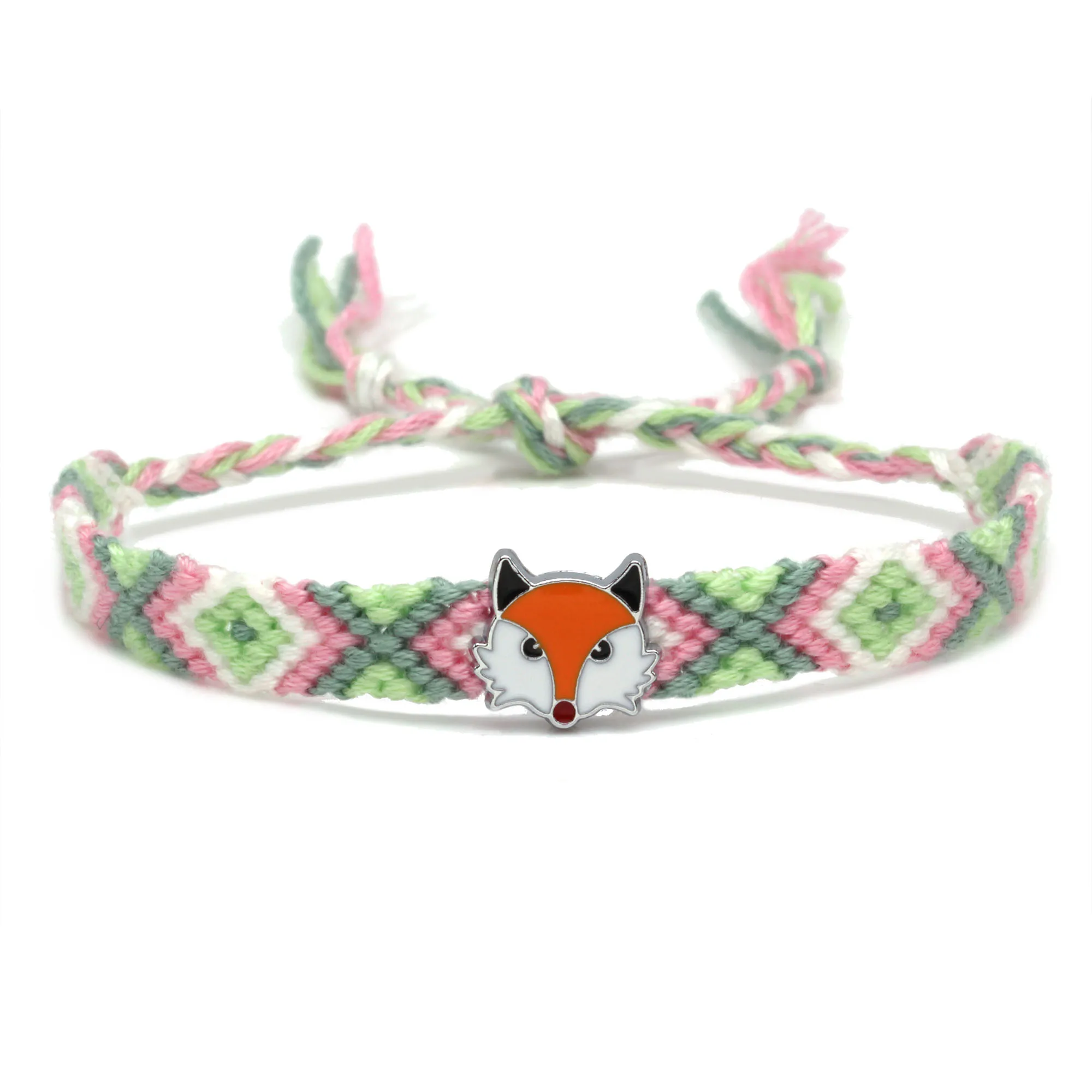 Женский и мужской плетеный браслет Boho милый в виде лисы из хлопка подарок для