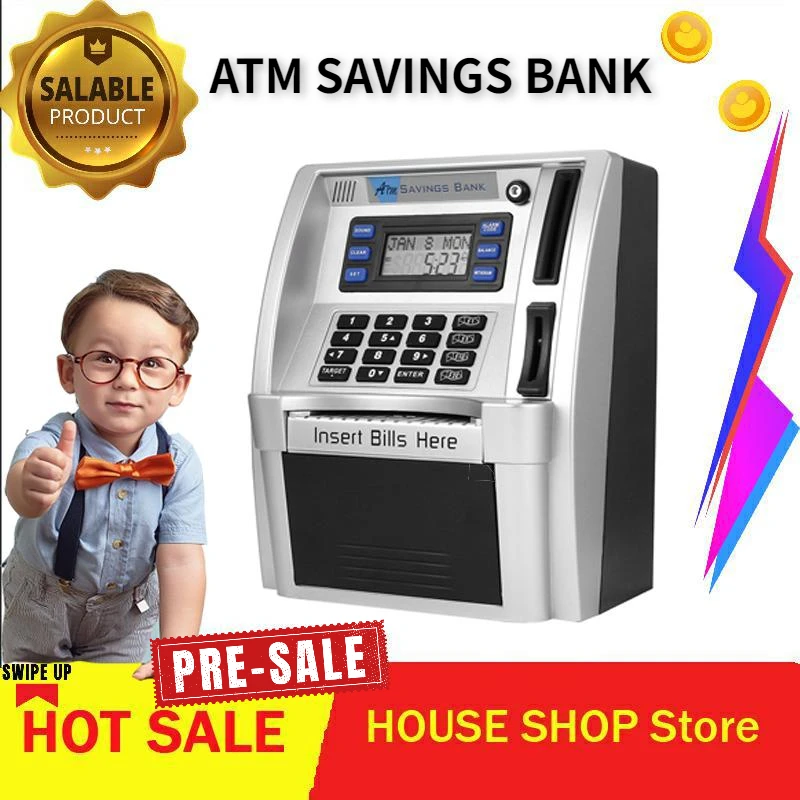 

HOT Money Saving Box Coin Purse For Children's Electronic Safe Savings Men's Wallet ATM Savings Bank Piggy Bank Toys Kids Gift