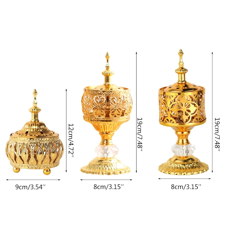 

Golden Electroplated Censer Regal Metal Incense Burner Lotus Incense Censer Vintage Frankincense Incense Burner for 85DB