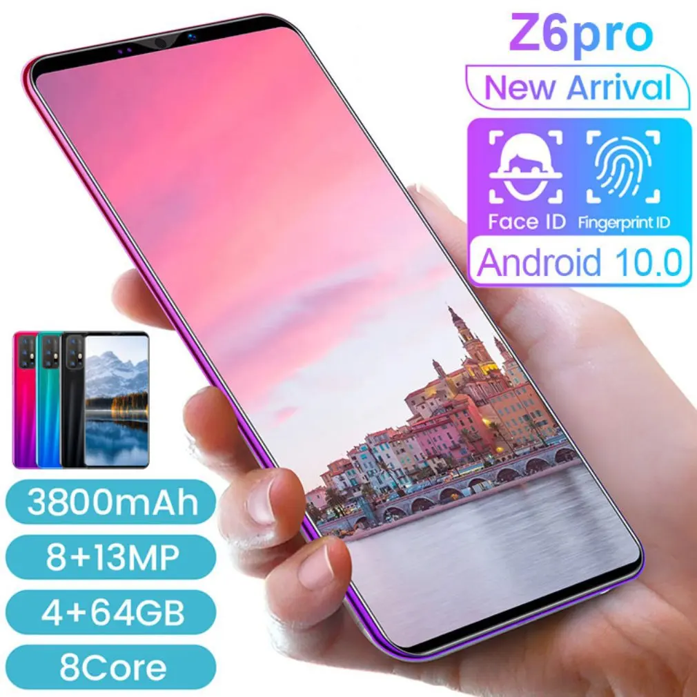 

Z6 Pro Smartphone 5.8 Inch Screen Smartphone 512M+4G Android Smartphone 3D Glass Plated Back Cover Blue