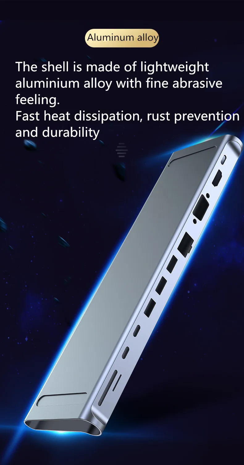 S SKYEE 12 в 1 концентратор USB Type C к HDMI RJ45 мульти USB3.0 Мощность адаптер для MacBook Pro Air док-станция для 3 Порты и разъёмы концентратор разделен