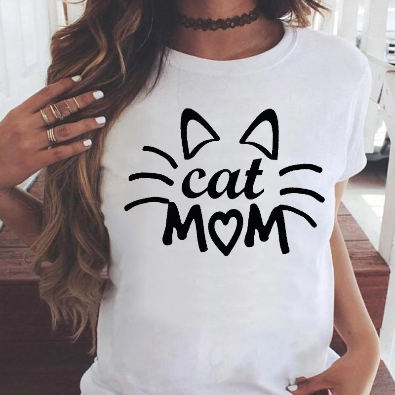 

Summer Print Female Clothes Women Graphic Printing Fashion Cat Animal 90s Clothing Short Sleeve Cartoon Tshirt Tops Tee