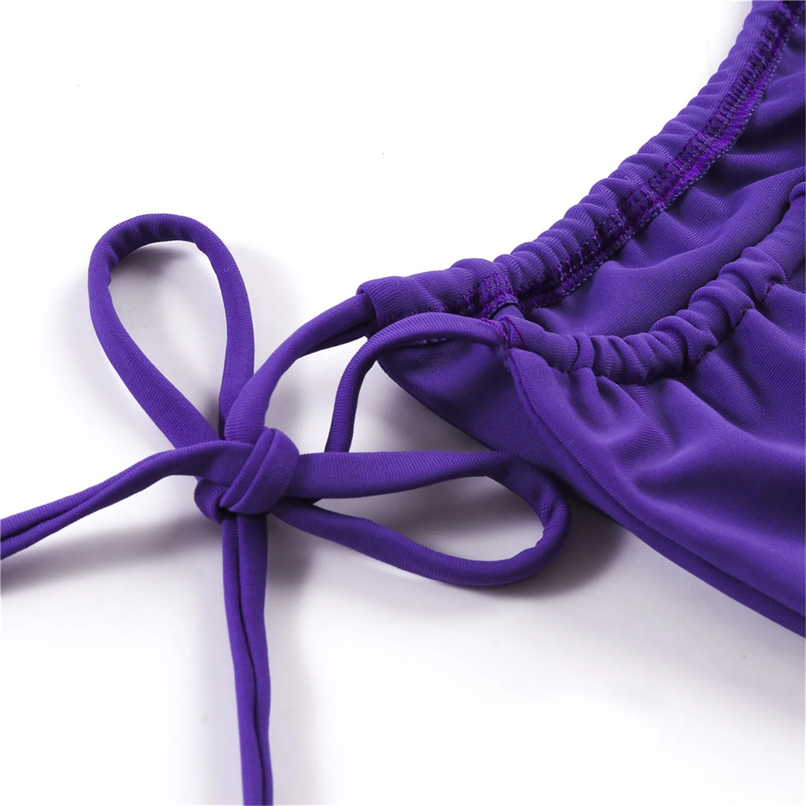 

Fashion Women Sexy Solid Swimwear Push Up High Cut Lace Up Halter Padded Bikini Set Two Pieces Swimsuit