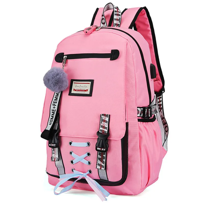 

Casual School Bags For Girls Women Backpacks Fashion School Backpack USB Charging Schoolbag Backpack Child Kids Bag Mochila