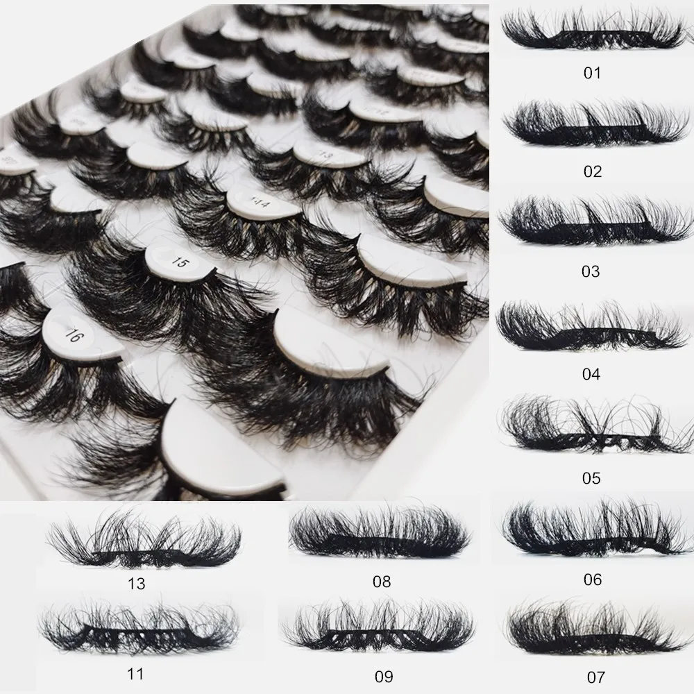 

Wholesale Eyelashes 1 Pair 25 mm Super Fluffy Mink Wispy With Box Dramatic Volume Messy Long 25mm 3d Mink False Lashes