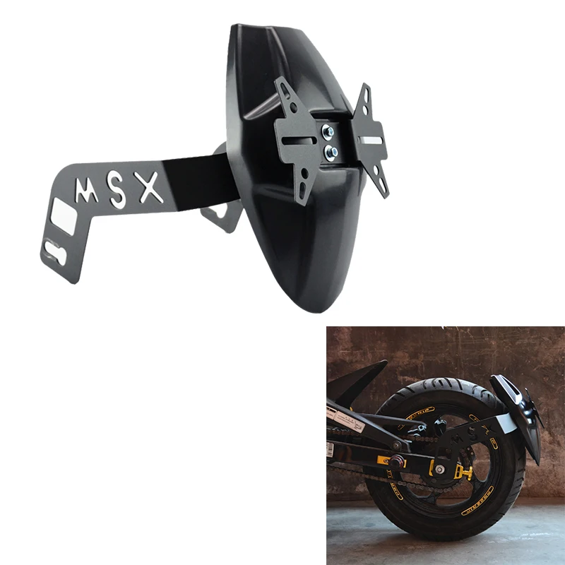 

Motorcycle Rear Mudguard Wheel Tire Splash Cover Guard with License Plate Bracket for HONDA GROM MSX125 M3 (Black)