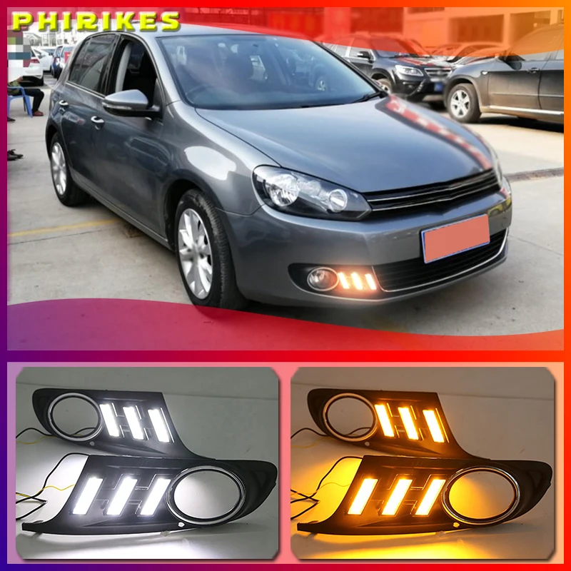 

1pair For Volkswagen Golf 6 Golf6 MK6 09-13 Daytime Running Light LED Indicator Light DRL Bumper Front fog lamp