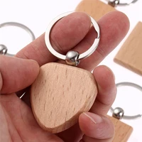 30pcs wooden keychain wood pendant blanks with keyrings for diy key craft supplies wood color one size