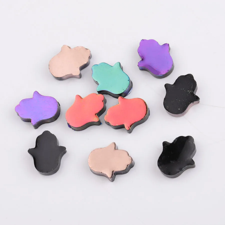 

Jaymaxi смолы рука, Фатима браслеты с подвесками с плоской задней стороной, камень опал, ювелирные изделия, лазерная поверхность 12*14 мм аксессуа...