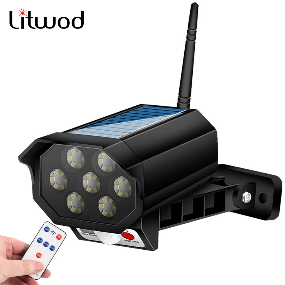 

IP66 Outdoor Burglar Proof & Waterproof Remote Control Solar Street Light Monitoring Lamp Fake Camera body Induction Wall lamp