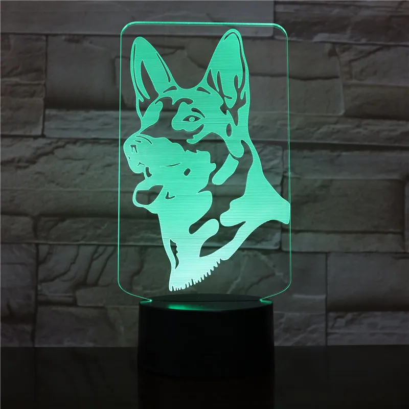 

3D-1056 German Shepherd Dog LED Acrylic Night Light with 7 Colors Touch Remote Control Illusion Change Home Decoration Lights